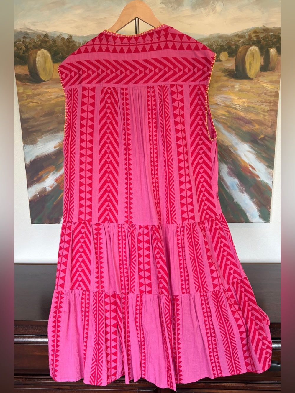 EUC Uncle Frank / Ivy Jane Sleeveless Pink Patterned Tiered Dress, sz M - Picture 2 of 5